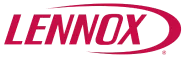 Red "Lennox" logo with an oval swoosh encircling part of the text.