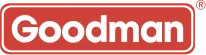 Red and white logo with the text "Goodman" against a black background.